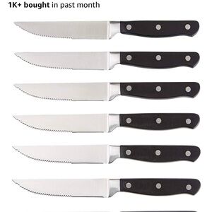 Stainless Steel Steak Knife Set with Black Handles